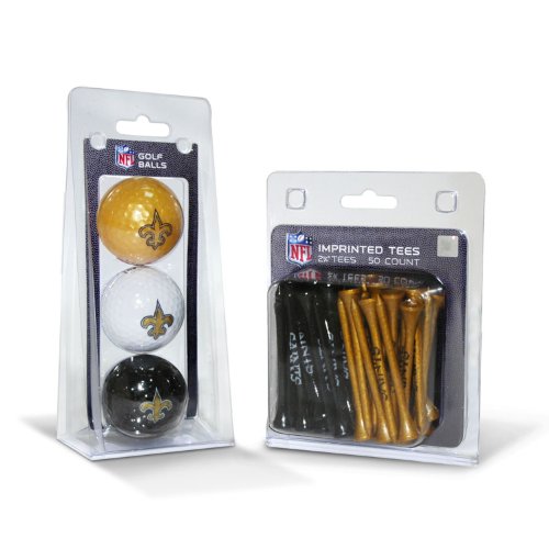 NFL New Orleans Saints 3 Pack Golf Balls (50 Pack Team Tees)
