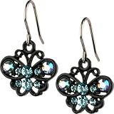 Black Aquamarine Aurora BUTTERFLY Earrings