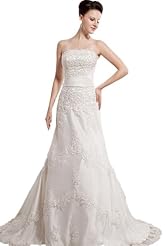 Off the Shoulder Organza Embroidered Empire   Waistline Evening Dress/Wedding Dress  with a Court Train 