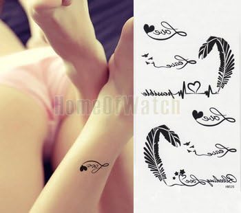 GLucky Tattoo : 10 Sheets Artistic Love and Feather Temporary Body Art Waterproof Tattoo Sticker 10 pcs/lot 10282