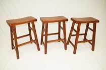 Big Sale Set of 3 Heavy Duty Saddle Seat Bar Stools Counter Stools - 24" Dark Oak