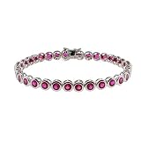 Eve's Addiction Ruby CZ Bezel Set Tennis Bracelet
