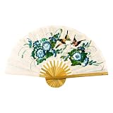 Hand-painted White Folding Decorative Wall Fan - Bird & Flower Design