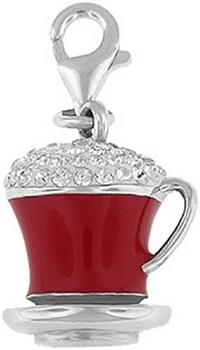 Sterling Silver Crystal Charm - Coffe Cup