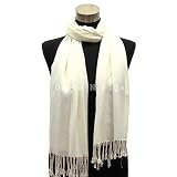 Olive N Figs Solid Plain Pashmina Scarf/ Stole/ Wrap - Ivory