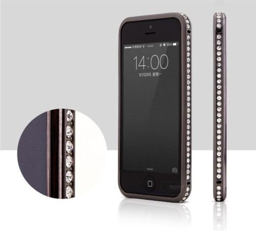 Toch TM Crystal Rhinestone Bling Metal Bumper Frame Case For iPhone 6 4.7 inch Black