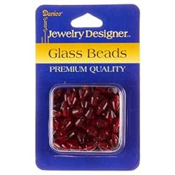 7mm x 10mm Glass Rhombus, Red, 60 Pc/Pkg