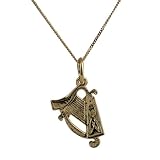 Pendentif Harpe en or jaune 375/1000 avec l�g�re cha�ne gourmette de 40 cm