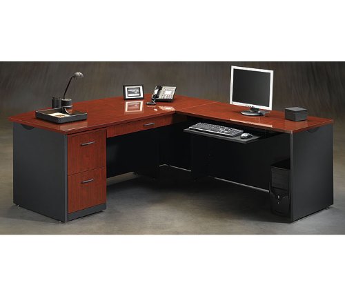 Classic Cherry/ Soft Black L-Shape Desk VIA Collection by Sauder Office Furniture - OFG-LD1102