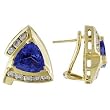 14K Yellow Gold Tanzanite and Diamond Earrings
