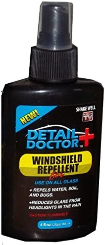 Detail Doctor Windshield Repellent for Use on All Glass (Repels Water, Soil, and Bugs &amp; Reduces Glare From Headlights in the Rain) : Size 4 Fl Oz