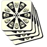 Perkins Designs Potpourri - Skulls twelve skulls of alternating colors in a circular layout - Coasters