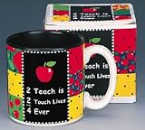 "2 Teach is 2 Touch Lives" Teachers Coffee Mug Inexpensive Gift Item