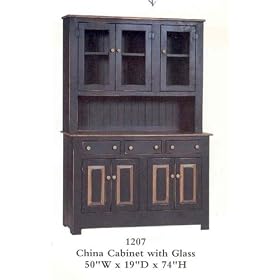 China Cabinet with Glass - Primitive Plum