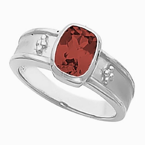 14K White Gold Antique Cushion Mozambique Garnet Ring