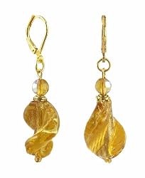 Earrings - E228 - Murano Style Glass - Twist ~ Topaz