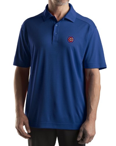MLB Chicago Cubs Mens Drytec Genre Polo Knit Short Sleeve Top, Tour Blue, X-Large