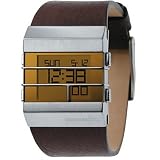 Diesel Watches Men's Leather Black Digi (Black/Blue)