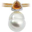 14K White Gold Paspaley South Sea Cultured Pearl and Citrine Pendant - 11.00mm