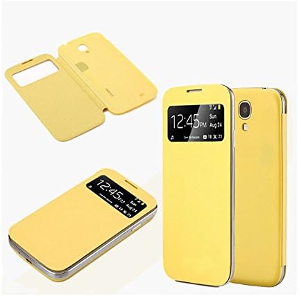 Galaxy S4 Mini Case, Huijukon Smart S View Flip Case Cover for Samsung Galaxy S4 Mini (Yellow)