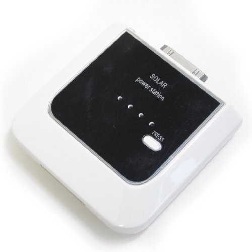 GSI Super Quality External 800mAh Mobile Backup Battery Rapid Power Station - Charge With Solar Sun Energy Or With Cable - For Apple iPhone 3G/3GS/4/4G And iPod Nano, Touch, Classic, Mini, Shuffle And Video Series - Great Travel Accessory - White