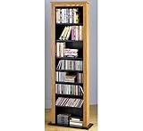 CD / DVD / VHS 391Stylish Multimedia Floor Storage Rack in Oak/Black Finish