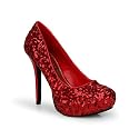Sequin Stiletto High Heel Platform Pump Red