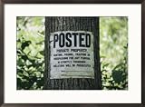 A Posted sign warns against trespassing Subject Framed Art Poster Print by Stephen St. John, 29x21