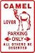 CAMEL LOVER PARKING one hump dromedary sign