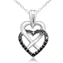 10k White Gold Black & White Diamond Heart Pendant (1/5 cttw, I-J Color, I3 Clarity), 18''