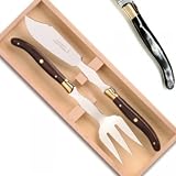 ProPassione Laguiole Fish Carving/Serving Set in Box, dark horn/stainless steel handles, polished, Dimensions: l 27/24 cm