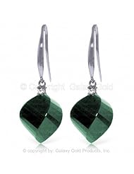 14K White Gold Dangle Earrings with Spiral Emeralds and Diamond Accent
