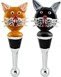 Orange & Black Halloween Cats Art Glass Wine Bottle Stoppers