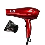 MHD Professional Salon Hair Dryer Negative Ionic 1875W DC Motor Blow Dryer with Styling Concentrator Nozzle and Diffuser 2 Speeds 3 Heat Settings Cold Shot Button ( Red)