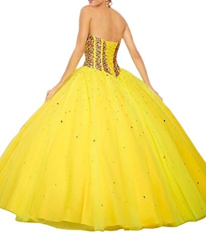 SISTARS Women's Crystals Sweetheart Ball Gowms Sweet 16 Quinceanera Dresseses 4 US Yellow