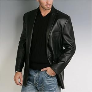 BGSD Men's One Button Lambskin Leather Blazer - Regular, Tall, Big, Big & Tall