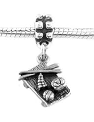 Sterling Silver Sushi Plate with Chopsticks Dangle Bead Charm