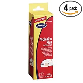 Dr. Scholl's Moleskin Plus 24 x 4.625-Inch Padding Roll (Pack of 4) by 