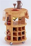Round Butcher Block Wine Cart