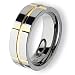 14K Gold Plated Grooved Polished Tungsten Carbide Ring (8.0 mm) - Sizes 7-13