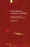 From Memory to Speech and Back: Papers on Phonetics and Phonology, 1954-2002 (3110171430) by Halle, Morris