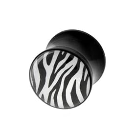 ACRYLIC PLUG WITH LOGO (ZEBRA) Gauge: 0 Sold as a Pair