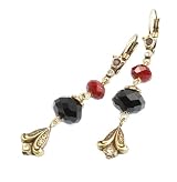 Sweet Romance Lily Dangle Earrings in Red and Black