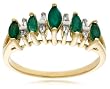 10k Yellow Gold Marquise-Cut Emerald and Diamond Ring (.08 cttw, G-I Color, I2 Clarity), Size 7