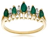 10k Yellow Gold Marquise-Cut Emerald and Diamond Ring (.08 cttw, G-I Color, I2 Clarity), Size 7