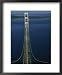 Lakes Michigan and Huron Meet, Mackinac Bridge, St. Ignace, Michigan Framed Art Poster Print by Phil Schermeister, 18x22