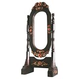 Handmade Teak Wood Table Mirror With Floral Design (Thailand)
