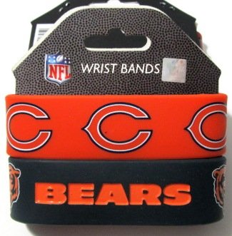 NFL Chicago Bears Football Silicone Rubber Wrist Bands Bracelets Set Of 2