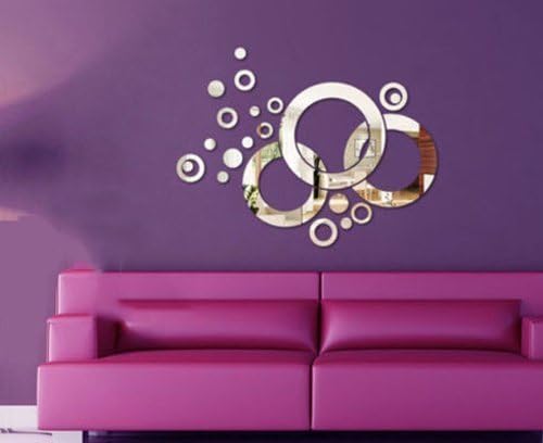 Demoon - Modern Wall Sticker - Big and Small Round Circle Ring Point Modern Stylish Fashion Art Design Removable DIY Acrylic 3d Mirror Wall Decal Wall Sticker for Bedroom Sitting Room Home Decoration