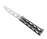 Bear & Son Butterfly Trainer Folding Knife,4in closed,Carbon Unsharpened Clip Blade,Silver 113TR